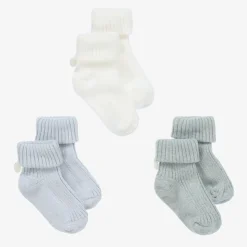 Blue Cotton Baby Socks (3 Pack)