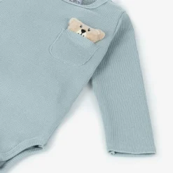 Blue Cotton Baby Trouser Set