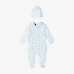 Blue Cotton Babysuit & Hat Set