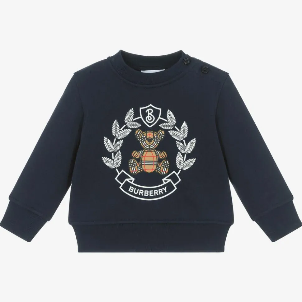 Blue Cotton Crest Baby Sweatshirt