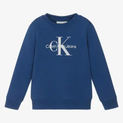 Blue Cotton Monogram Sweatshirt