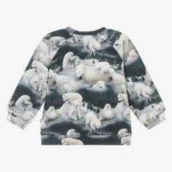 Blue Cotton Polar Bears Sweatshirt