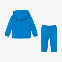 Blue Cotton Teddy Bear Logo Tracksuit