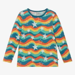 Blue Cotton Wavy Stripes & Stars Top