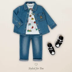 Blue Denim Teddy Logo Jeans