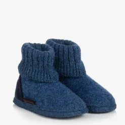 Blue Felted Wool Slippers