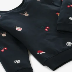 Blue Festive Cotton Sweatshirt