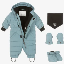 Blue Hooded Baby Snowsuit