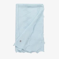 Blue Knitted Baby Shawl (105cm)