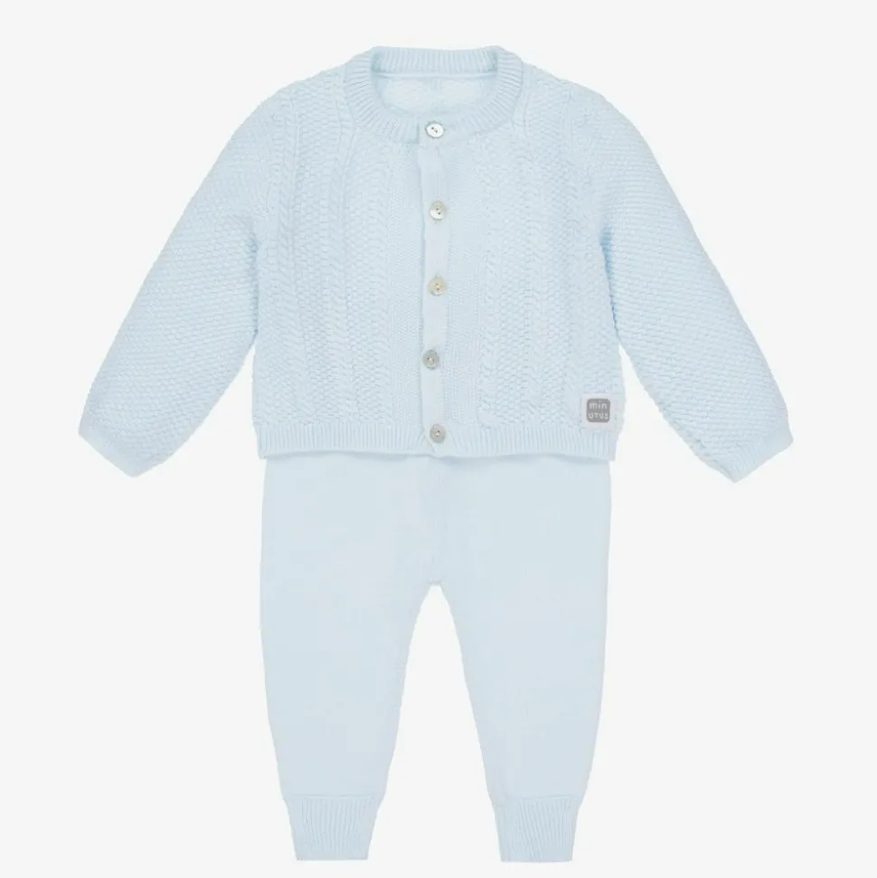 Blue Knitted Baby Trouser Set