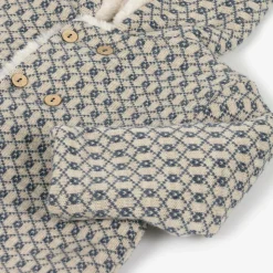 Blue Knitted Wool & Plush Coat