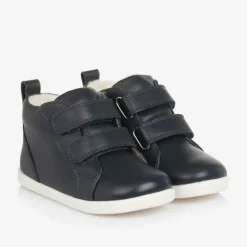 Blue Leather High-Top Trainers