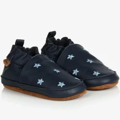 Blue Leather Stars Slippers