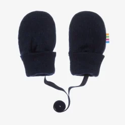 Blue Merino Wool Baby Mittens