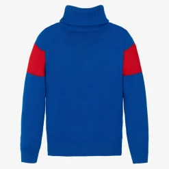 Blue Merino Wool Roll Neck Sweater