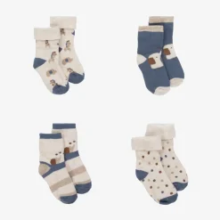 Blue Organic Cotton Baby Socks (4 Pack)