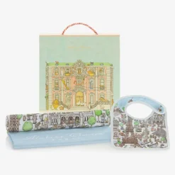 Blue Organic Cotton Swaddle & Bib Set