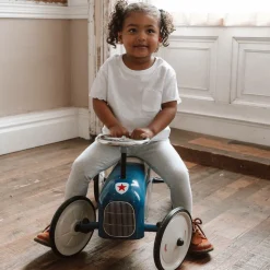 Blue Ride-On Vintage Police Car (75cm)