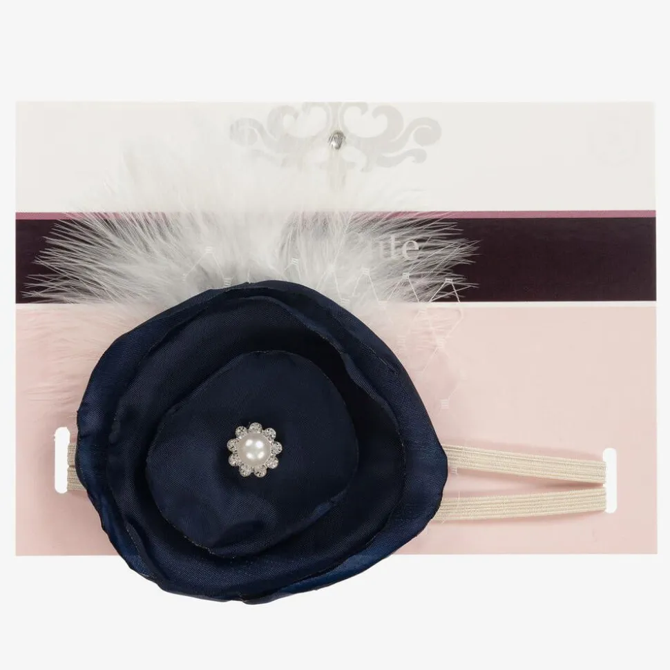Blue Satin Flower Headband