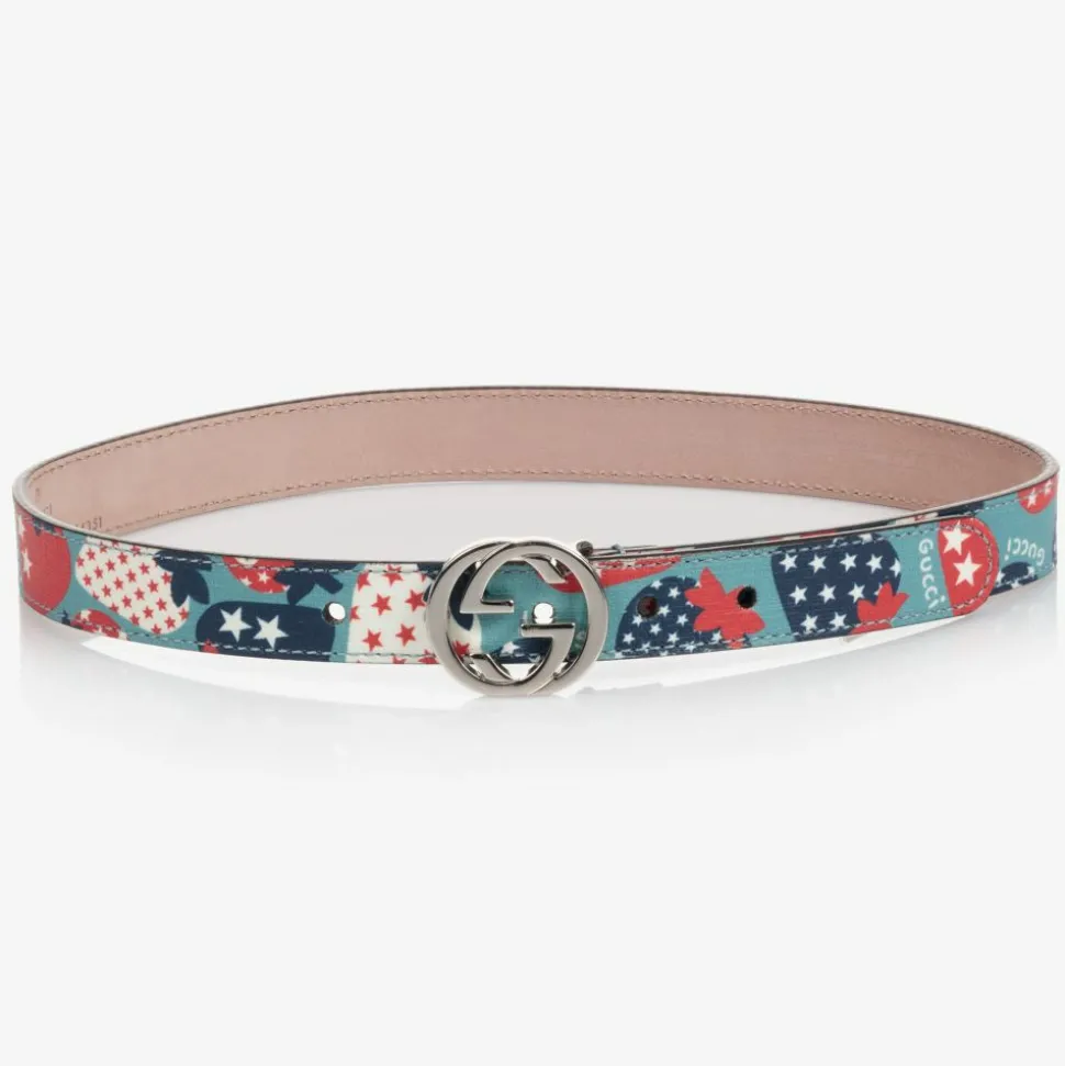 Blue Strawberry Print GG Belt