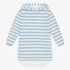 Blue Stripe Cotton Towelling Robe