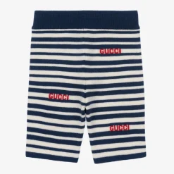 Blue Stripe Knitted Wool Baby Shorts