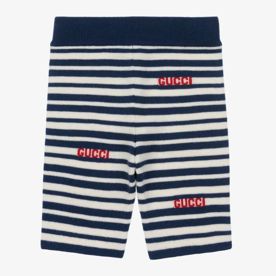 Blue Stripe Knitted Wool Baby Shorts