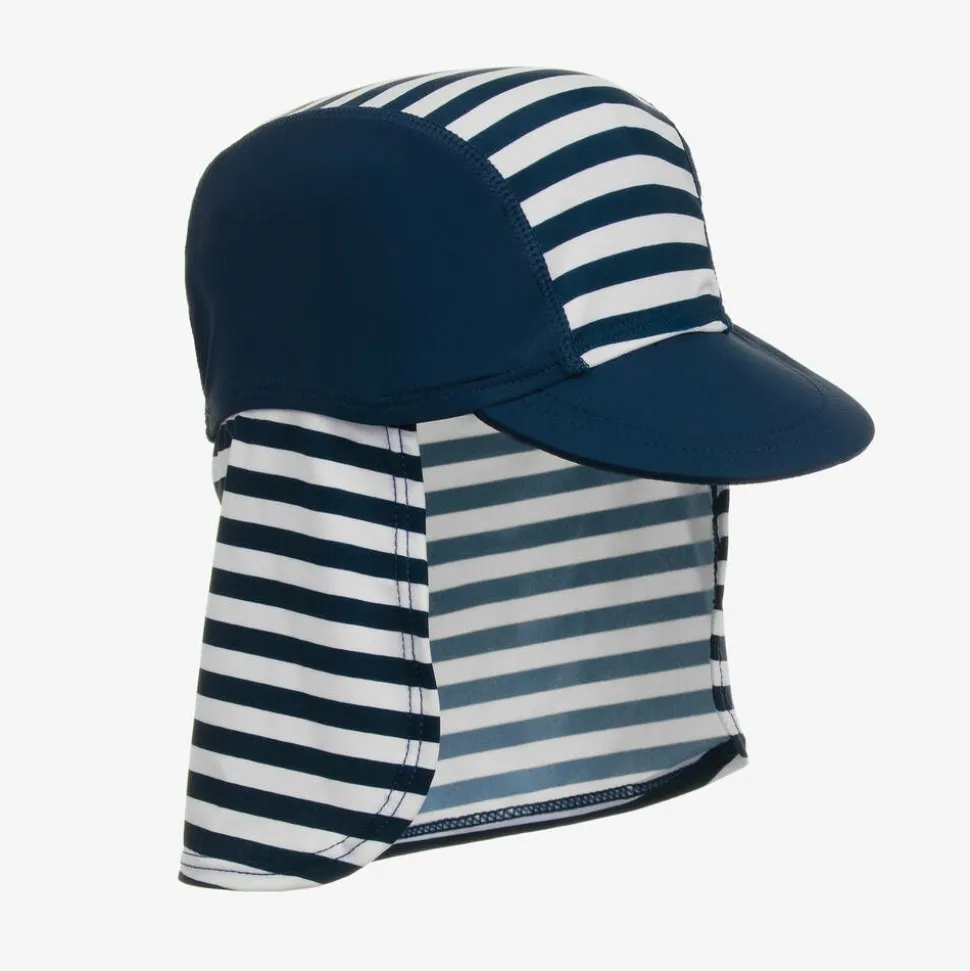 Blue Striped Swim Hat (UPF 50+)