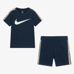 Blue Swoosh Logo Shorts Set