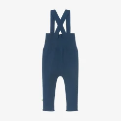 Blue Wool & Organic Cotton Knit Dungarees