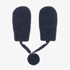 Blue Wool & Cashmere Baby Mittens