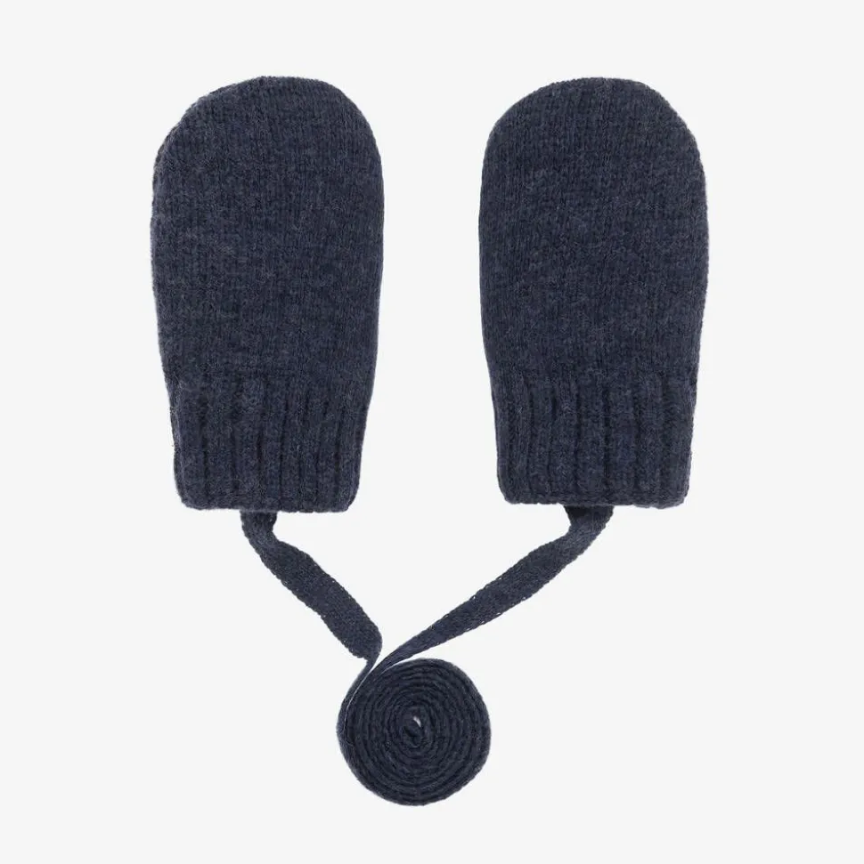 Blue Wool & Cashmere Baby Mittens