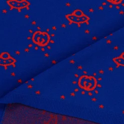 Blue Wool Knitted Interlocking G Blanket (85cm)