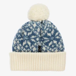 Blue Wool Pom-Pom Beanie Hat