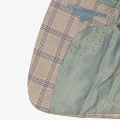 Boys Beige & Blue Check Suit