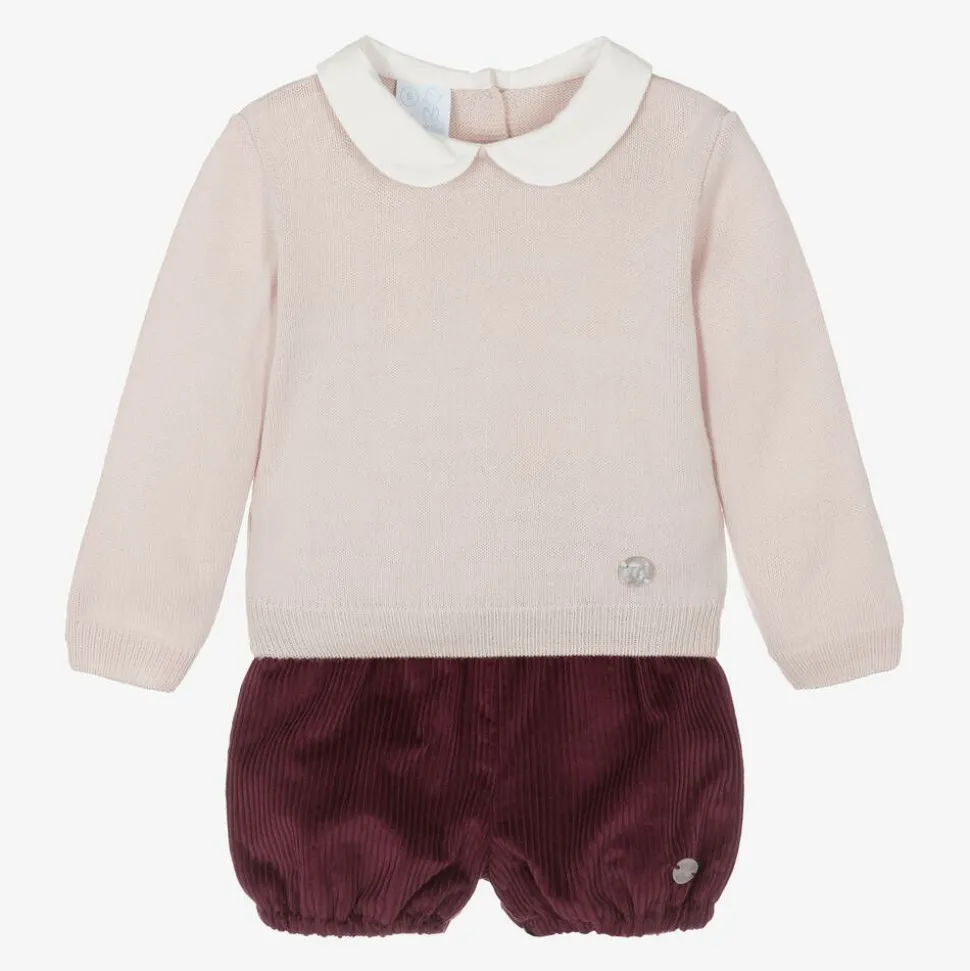 Boys Beige & Red Shorts Set