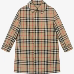 Boys Beige Check Reversible Car Coat