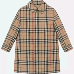 Boys Beige Check Reversible Car Coat