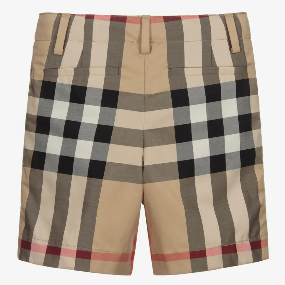 Boys Beige Check Shorts