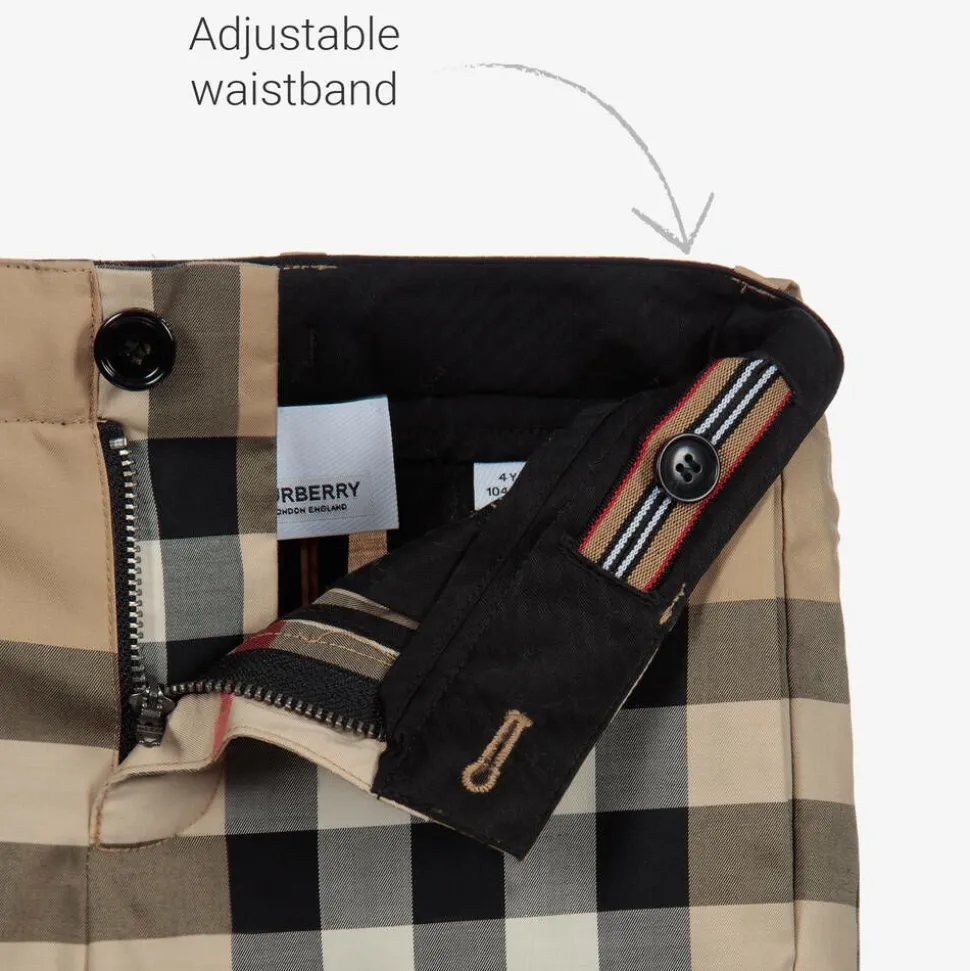 Boys Beige Check Shorts