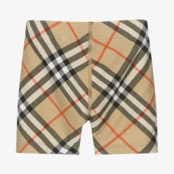 Boys Beige Check Swim Shorts