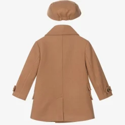 Boys Beige Coat & Hat Set