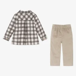 Boys Beige Corduroy Trouser Set