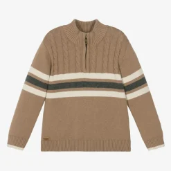 Boys Beige Cotton & Wool Sweater