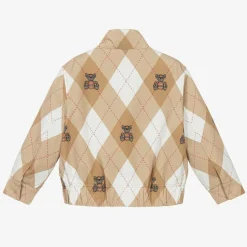 Boys Beige Cotton Argyle Jacket