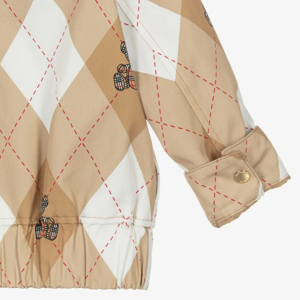Boys Beige Cotton Argyle Jacket