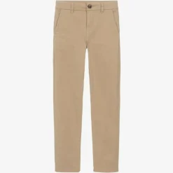 Boys Beige Cotton Chino Trousers