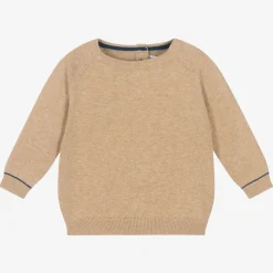 Boys Beige Cotton Knitted Sweater