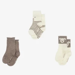Boys Beige Cotton Puppy Socks (3 Pack)