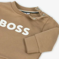 Boys Beige Cotton Sweatshirt